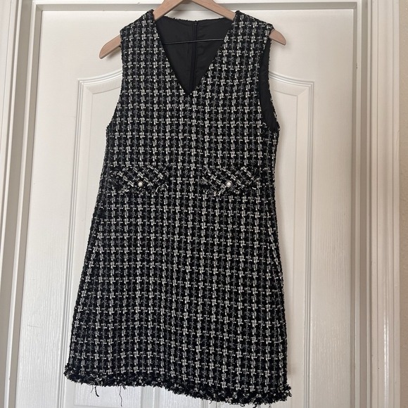 Y. SING Dresses & Skirts - Tweed Mini Dress Button Pockets Dark Academia Preppy Coquette Old Money Size S